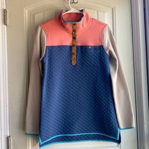 L.L. Bean Women’s Colorblock Quilted button-up pullover sweatshirt